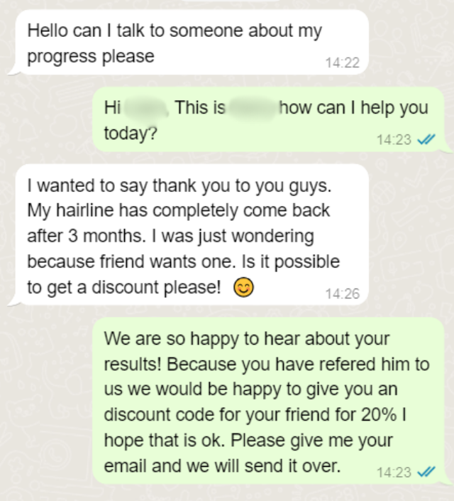 Customer message