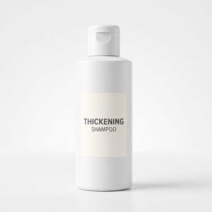 A hair shampoo bottle and a serum dropper